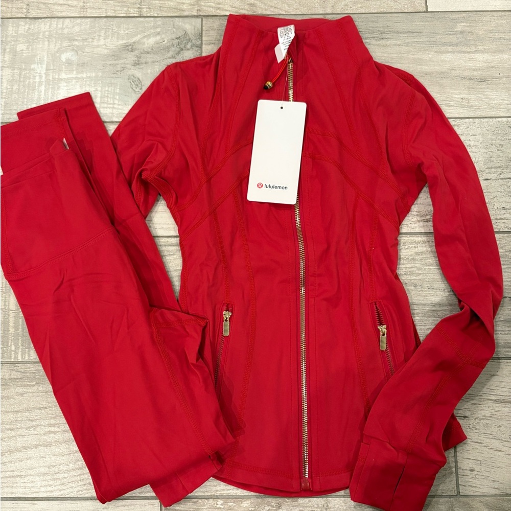 Lululemon Red Jacket and Pants Set